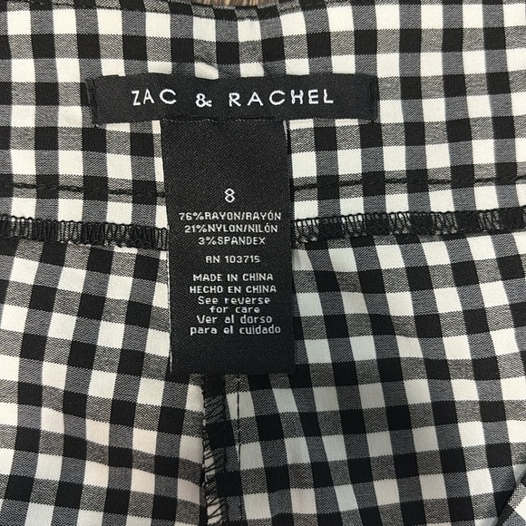 Zac & Rachel Womens Black & White Gingham Check Scalloped Hem Shorts Size 8 - Picture 5 of 5